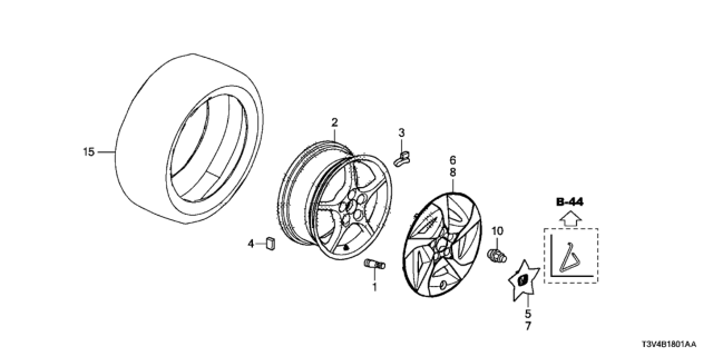2014 Honda Accord Wheel Assembly, Aluminum (17X7) (1/2J) (Washi Mayer) Diagram for 42800-T3V-A90