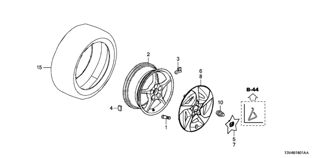 2014 Honda Accord Trim, Wheel L 17X7 Diagram for 44736-T3V-A01