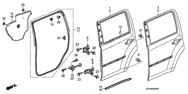 2015 Honda Pilot Rear Door Panels Diagram