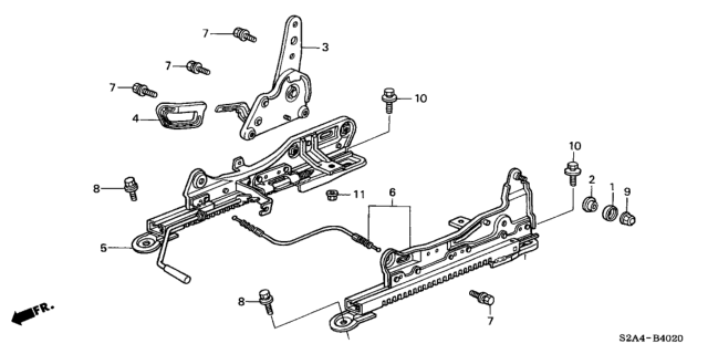 2005 Honda S2000 2 Door S2000 KA 6MT Seat Components (Passenger Side) Diagram