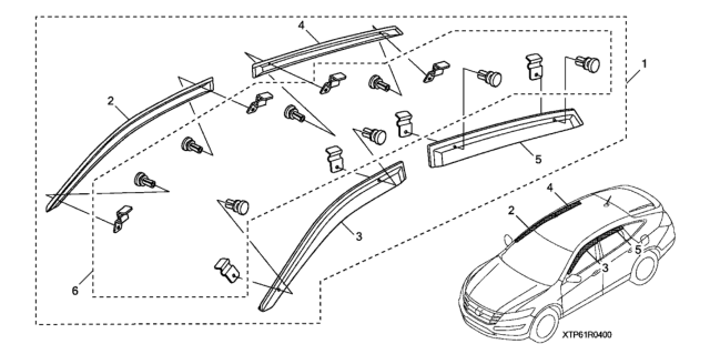 2013 Honda Crosstour 5 Door EXL (4WD) KA 6AT Door Visor Diagram