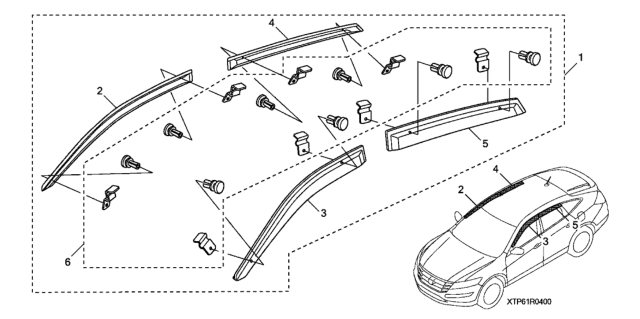 2014 Honda Crosstour Visor, L. FR. Diagram for 08R04-TP6-10002