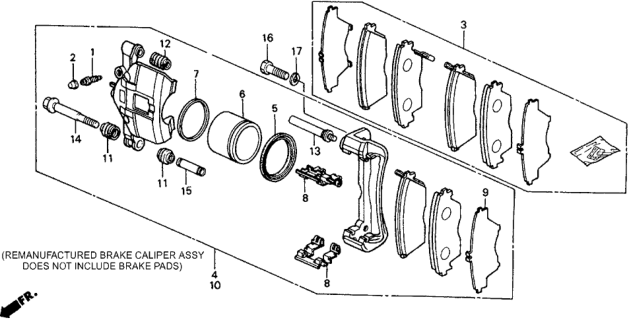 1988 Honda Civic Caliper Assembly, Passenger Side (16Cl-13Vn) (Nissin) Diagram for 45210-SH3-931