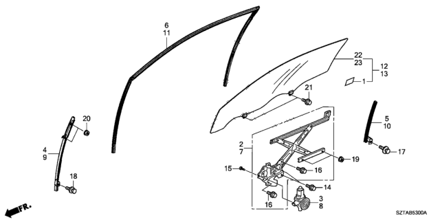 2016 Honda CR-Z Door Glass - Regulator Diagram