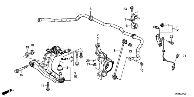 2014 Honda Fit EV Boot, FR. Arm (Lower) Diagram for 51225-TF0-003