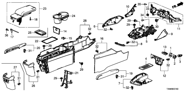 2020 Honda Insight Armrest (Platinum Gray) Diagram for 83441-TXM-A01ZB