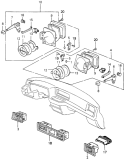 1982 Honda Civic 5 Door ** (WAGOVAN) KA HMT Fresh Air Vents Diagram