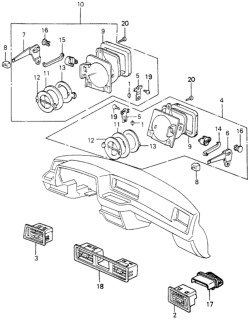 1983 Honda Civic Knob, Ventilation Diagram for 64431-SA0-660