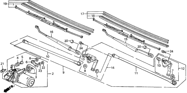 1989 Honda Civic 5 Door ** (WAGOVAN) KA 5MT Front Wiper Diagram