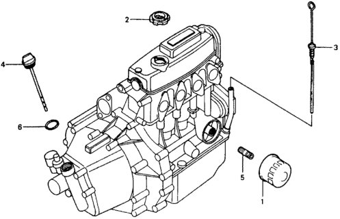 1977 Honda Civic Dipstick, Oil Diagram for 15650-634-672