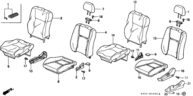 1997 Honda Civic Cover, Right Front Seat-Back Trim (Classy Gray) Diagram for 81121-S02-A12ZB