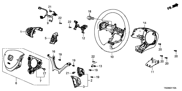 2015 Honda Civic 4 Door MX (HYBRID NV LE HS) KA CVT Steering Wheel (SRS) Diagram