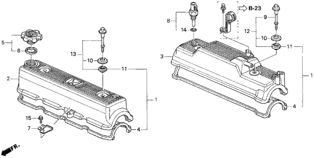 1995 Honda Accord Cylinder Head Cover (V6) Diagram