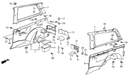 1987 Honda Civic 3 Door ** (1300) KA 4MT Side Lining Diagram