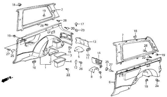 1986 Honda Civic Lid B, L. Taillight *B49L* (FAIR BLUE) Diagram for 83838-SB3-000ZF