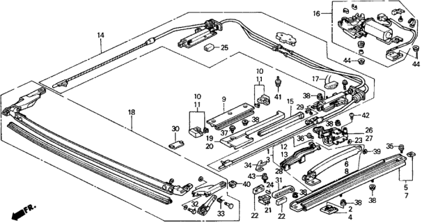 1989 Honda CRX Stay, L. RR. (Sunroof) Diagram for 70356-SH2-010