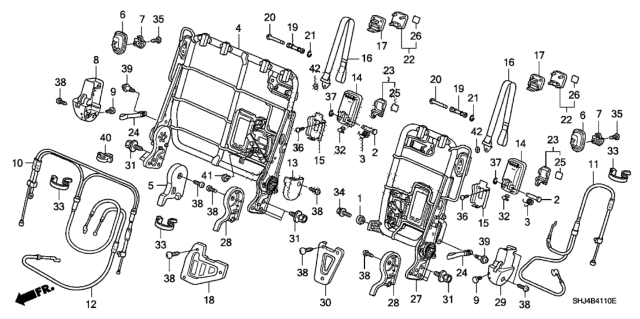 2008 Honda Odyssey 5 Door EXL-T (PAX) KA 5AT Rear Seat Components Diagram 1