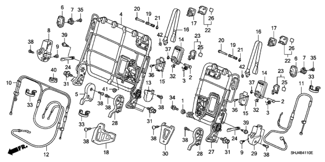 2009 Honda Odyssey Cable C, R. RR. Seat Diagram for 82236-SHJ-A01