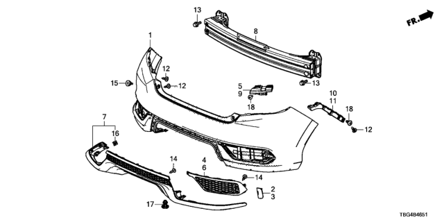 2019 Honda Civic Rear Bumper Diagram