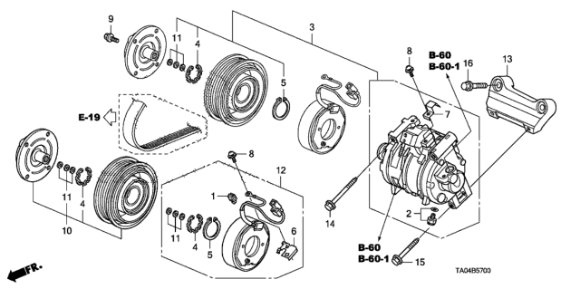 2008 Honda Accord A/C Compressor Diagram