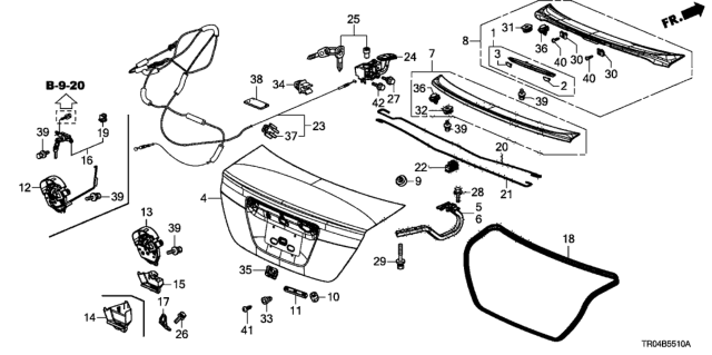 2012 Honda Civic Lock Assembly, Trunk Lid (Manual+Handle) Diagram for 74850-TR0-A01