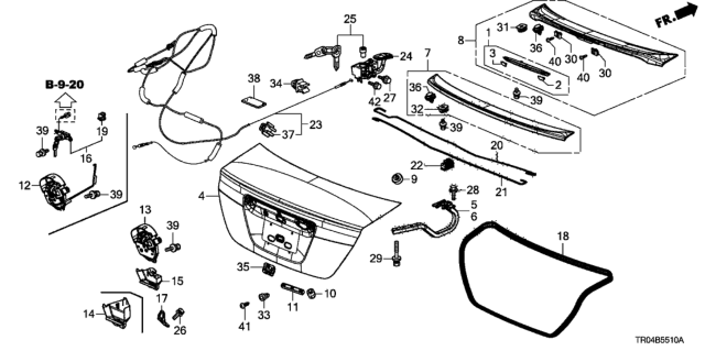 2012 Honda Civic Spoiler A (Silver Metallic) Diagram for 71700-TR7-A01ZC