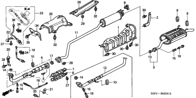 2001 Honda Civic Muffler Set, Exhuast Diagram for 18030-S5P-A10