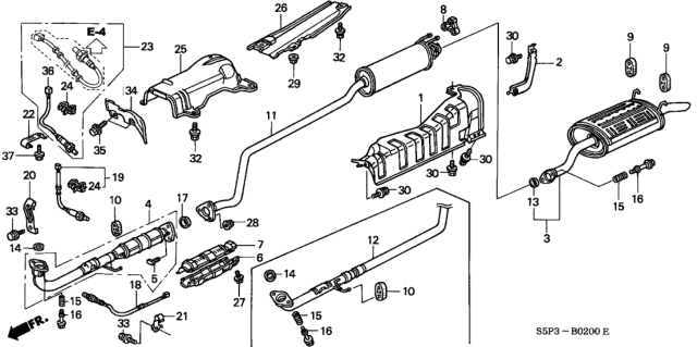 2004 Honda Civic Clamp, Oxygen Sensor Diagram for 36535-PLD-000