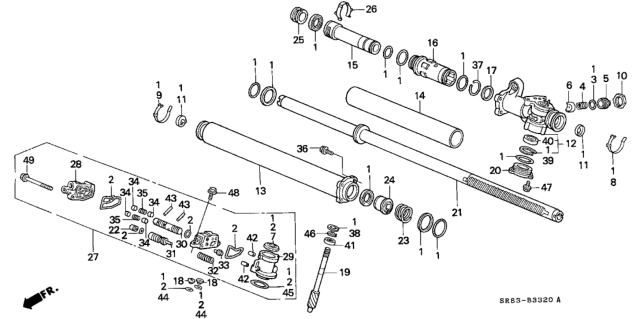 1994 Honda Civic Spring, Rack Guide Pressure Diagram for 53413-SR0-A00