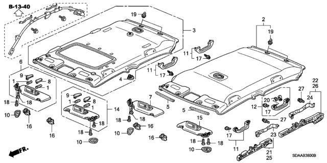 2007 Honda Accord Cap, Sunroof *YR239L* (KI IVORY) Diagram for 83201-SDB-A11ZB