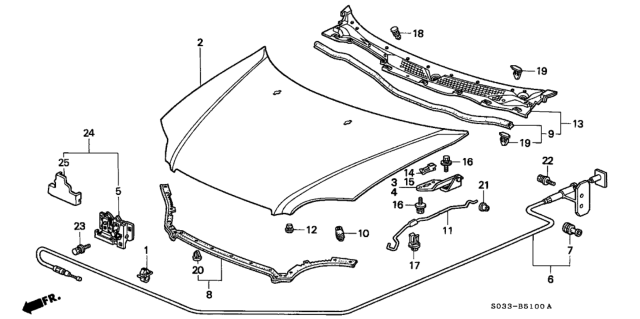 1998 Honda Civic Hood Diagram