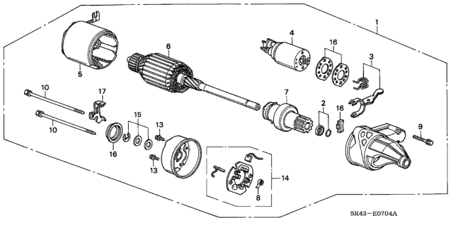 1992 Honda Civic 4 Door LX KL 5MT Starter Motor (Hitachi) Diagram