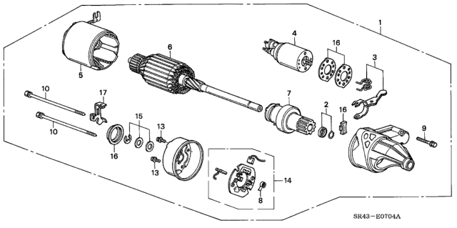 1994 Honda Civic Starter Motor (Hitachi) Diagram