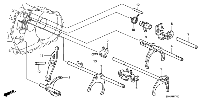 2007 Honda Accord Lever, Reverse Shift Diagram for 24491-PYZ-000