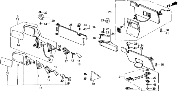 1989 Honda Accord Sunvisor Assembly, Driver Side (Smooth Beige) Diagram for 83280-SG7-A04ZB