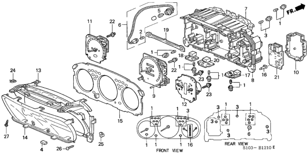 1997 Honda CR-V Meter Assembly, Fuel & Temperature Diagram for 78130-S10-A01