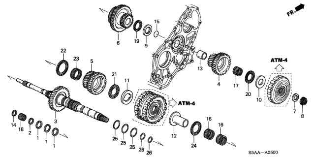 2004 Honda Civic AT Mainshaft Diagram