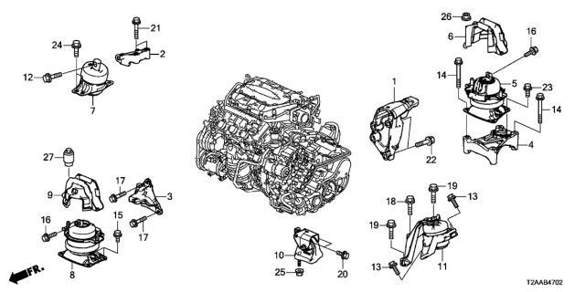 2017 Honda Accord Engine Mounts (V6) Diagram