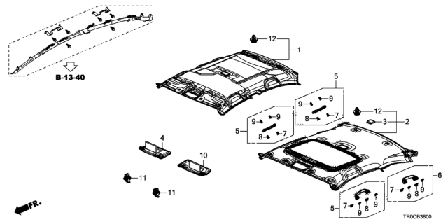 2015 Honda Civic Lining Assy., Roof *YR400L* (Sunroof) (SIENNA BEIGE) Diagram for 83200-TR3-A51ZA