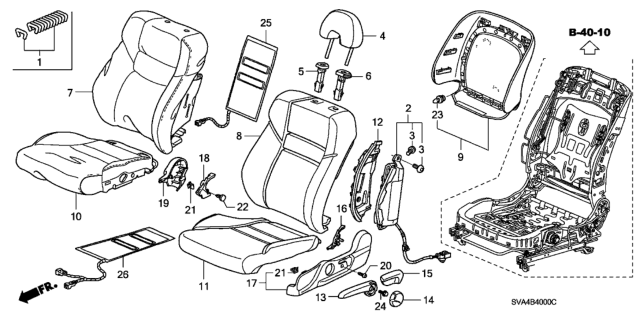 2008 Honda Civic Cover, Left Front Seat Cushion Trim (Graphite Black) (Leather) Diagram for 81531-SVA-A51ZA