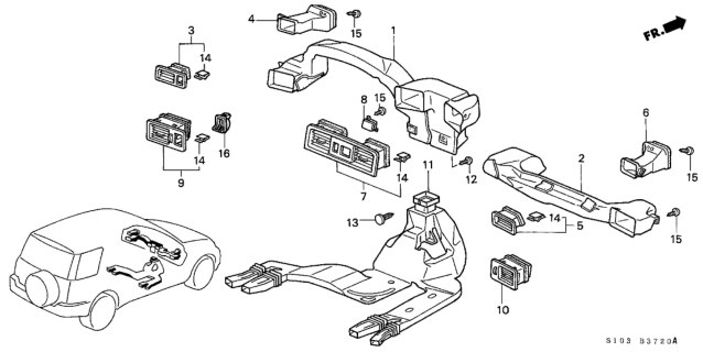 1999 Honda CR-V 5 Door LX (4WD) KA 5MT Duct Diagram