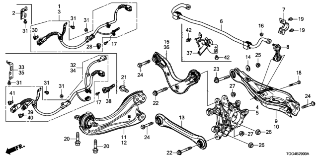 2017 Honda Civic Arm, Left Rear Trailing Diagram for 52365-TGG-A00