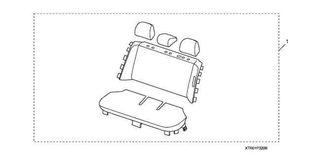 2014 Honda Civic 4 Door MX (HYBRID NAVIGATION) KA CVT Seat Cover (2nd Row) Diagram