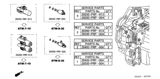2003 Honda Accord 4 Door LX (SIDE SRS) KL 5AT AT Solenoid Valve Set (L4) Diagram