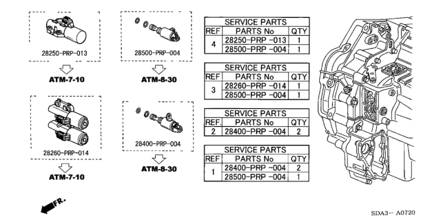 2003 Honda Accord AT Solenoid Valve Set (L4) Diagram