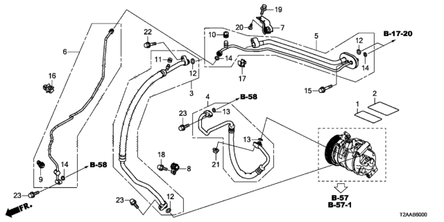 2017 Honda Accord Label, Air Conditioner Information (Hfc134A) Diagram for 80050-T2F-H01