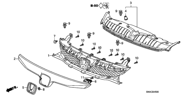 2010 Honda Civic Front Grille Diagram