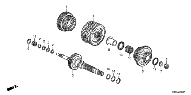 2012 Honda Odyssey 5 Door EXL (LEATHER) KA 5AT AT Mainshaft - Clutch (4th-5th) Diagram