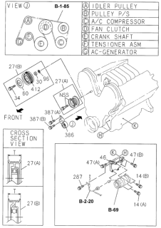 2000 Honda Passport A/C Pulley Diagram