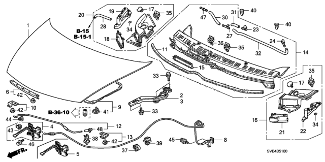 2010 Honda Civic 2 Door EX-L (NAVIGATION) KA 5MT Engine Hood Diagram